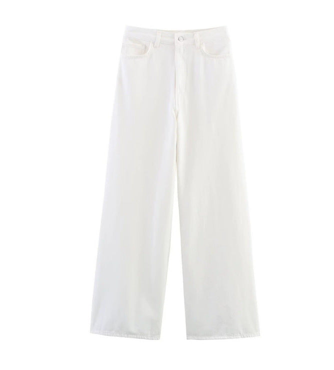 Damen 100+ hochtaillierte weite Denim‑Palazzohose mit Five‑Pocket und geradem Saum Nord Taschen