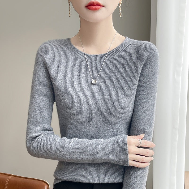 Damen Taillierter Rundhals-Pullover aus fein gerippter Kaschmir‑Optik Nord Taschen