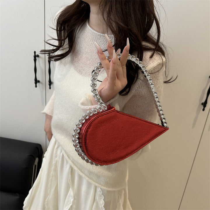 Damen elegante Handtasche mit einzigartigem Herzdesign und funkelndem Tragegriff Nord Taschen
