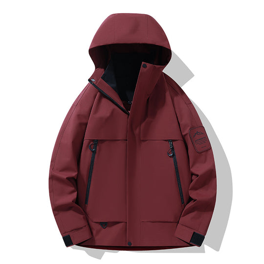 Herren multifunktionale Wasserfeste Softshell-Regenjacke mit abnehmbarer Fleece-Innenjacke Nord Taschen