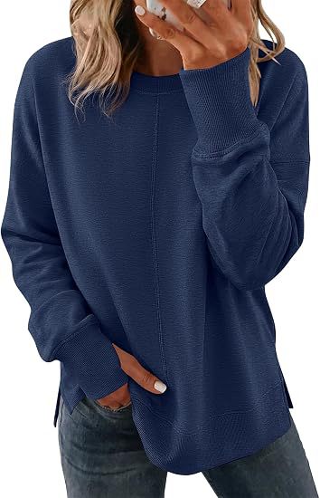 Damen Oversize‑Sweatshirt mit sichtbarer Mittelnaht und Rundhalsausschnitt Nord Taschen