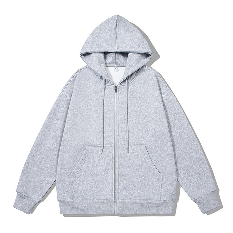 Unisex nan oversized Kapuzenjacke mit ausladendem Schulterschnitt, durchgehendem Reißverschluss und French-Terry Nord Taschen