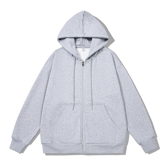 Unisex nan oversized Kapuzenjacke mit ausladendem Schulterschnitt, durchgehendem Reißverschluss und French-Terry Nord Taschen