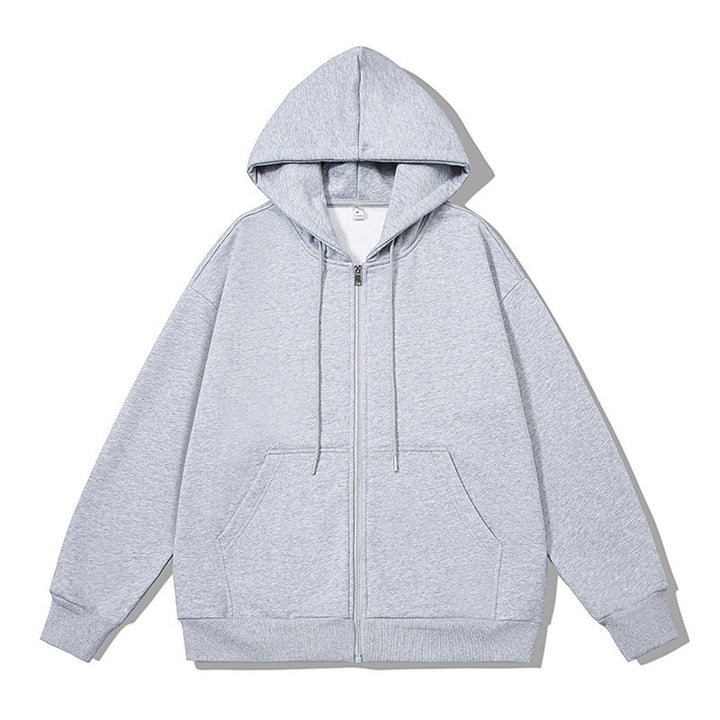 Unisex nan oversized Kapuzenjacke mit ausladendem Schulterschnitt, durchgehendem Reißverschluss und French-Terry Nord Taschen