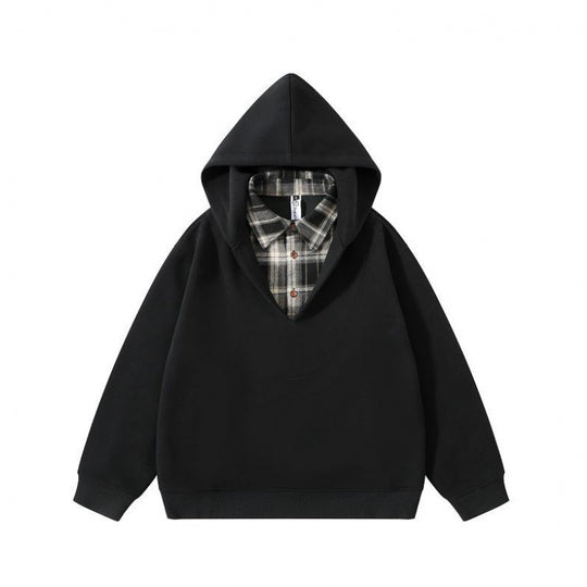 Unisex Oversize Kapuzenpullover mit integriertem Hemdkragen im Layering‑Look Nord Taschen