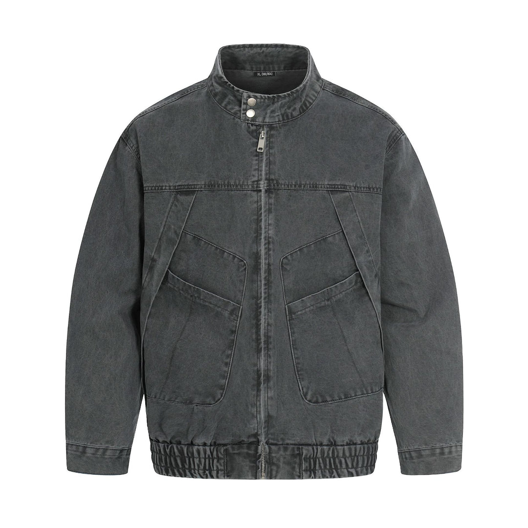 Herren Kurz geschnittener Field‑Bomber im Vintage‑Canvas mit Stehkragen und großen Pattentaschen Nord Taschen
