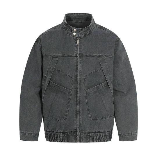 Herren Kurz geschnittener Field‑Bomber im Vintage‑Canvas mit Stehkragen und großen Pattentaschen Nord Taschen