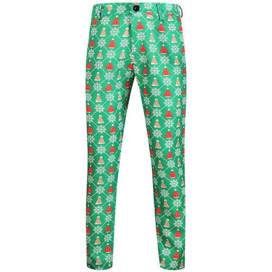Herren Weihnachtliche Slim‑Fit Chinohose mit Allover-Santa‑Print und Stretchkomfort Nord Taschen