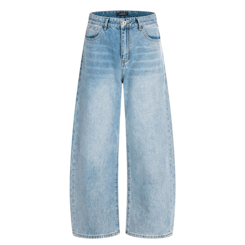 Damen Weite Cropped-Denim-Culotte mit hoher Taille und Fünf‑Taschen‑Details Nord Taschen