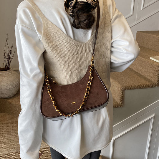 Damen modische Schultertasche im Vintage-Look mit Kettenriemen Nord Taschen