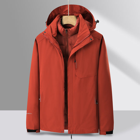 Herren dreiteiliger Übergangsparka mit abnehmbarer gesteppter Innenjacke und wetterfester Softshell-Außenlage Nord Taschen