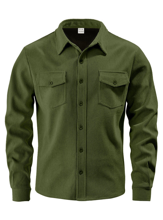 Herren Kordhemdjacke aus breitem Cord mit Pattentaschen und Hemdkragen Nord Taschen