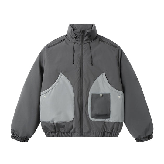 Herren Kurz geschnittene zweifarbige Utility-Transition-Jacke mit hohem Stehkragen und großen Fronttaschen Nord Taschen