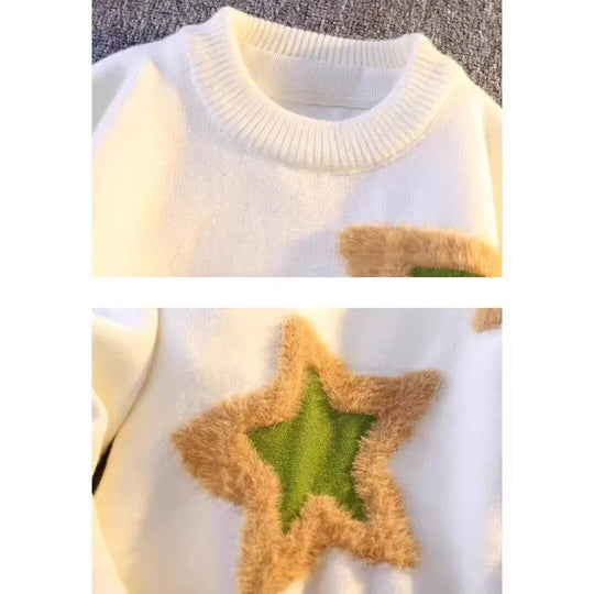 Damen Modischer Pullover mit Sternedesign Nord Taschen