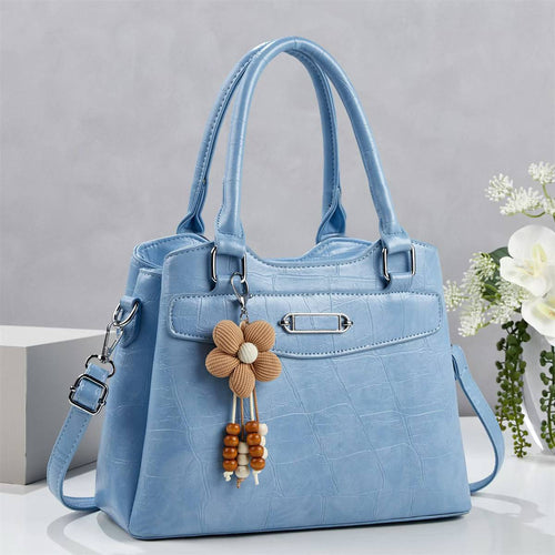 Damen Handtasche mit stilvollem Kroko-Design und abnehmbarem Blumenanhänger Nord Taschen