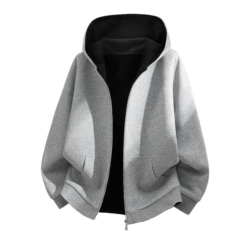 Unisex Oversize Zip-Hoodie mit zweifarbigem Innenfutter, Boxy-Schnitt & Zwei-Wege-Reißverschluss Nord Taschen