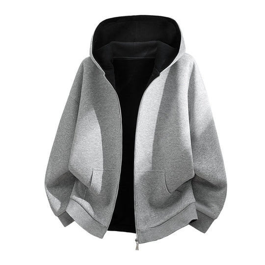 Unisex Oversize Zip-Hoodie mit zweifarbigem Innenfutter, Boxy-Schnitt & Zwei-Wege-Reißverschluss Nord Taschen