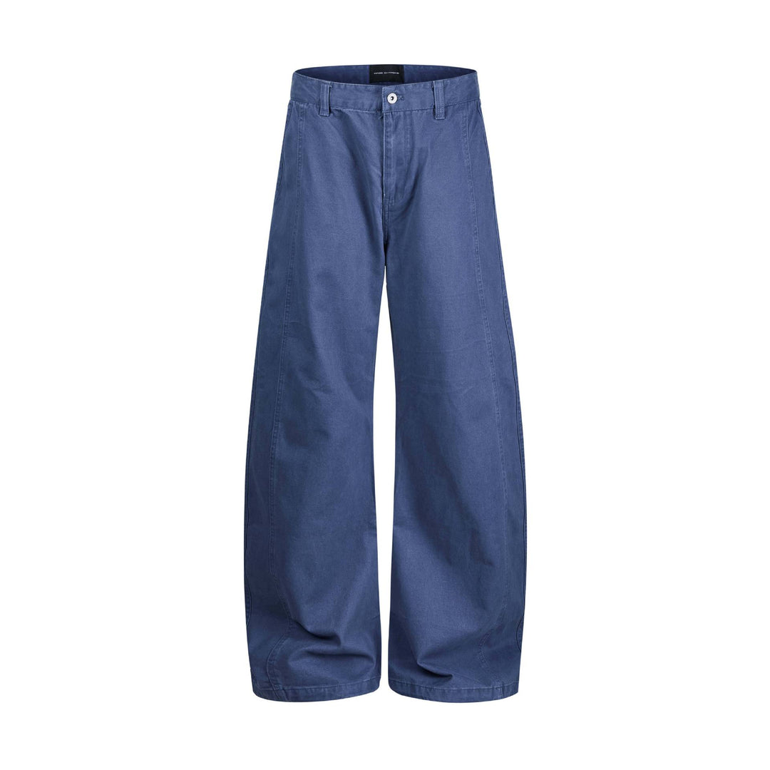 Damen weite knöchellange Hose mit hoher Taille aus Baumwoll-Denim Nord Taschen