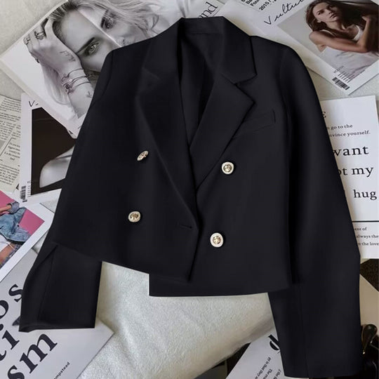 Damen Modischer Kurzblazer mit doppelt geknöpften Details Nord Taschen
