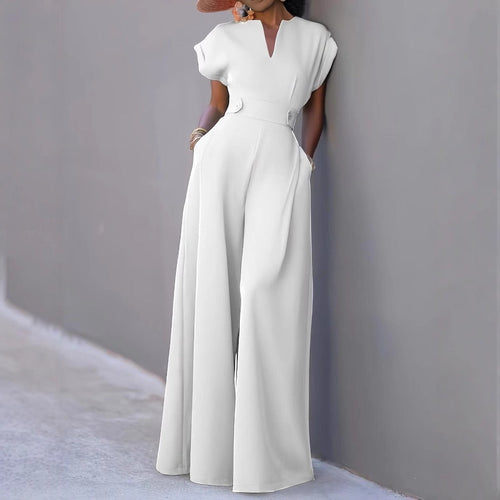 Damen eleganter Jumpsuit mit weitem Bein und praktischen Taschen - Vittorelli