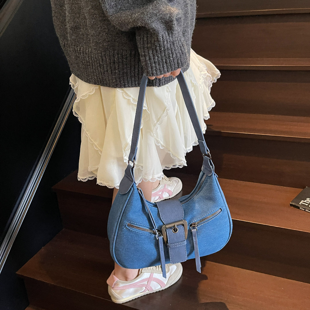 Damen Schultertasche mit modischem Reißverschluss-Detail Nord Taschen
