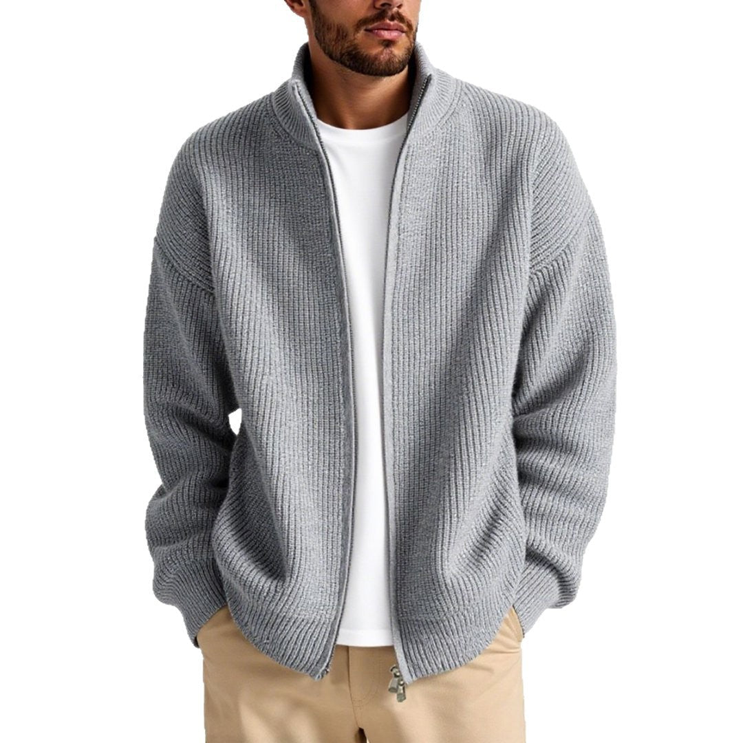 Herren Strickjacke mit hohem Kragen und praktischem Reißverschluss Avellé