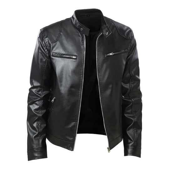 Herren Stilvolle Lederjacke mit Kapuze Nord Taschen