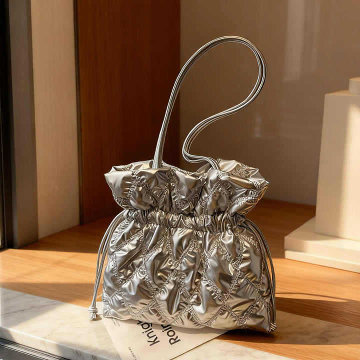 Damen gesteppten Beuteltasche mit dekorativem Kordelzug Nord Taschen