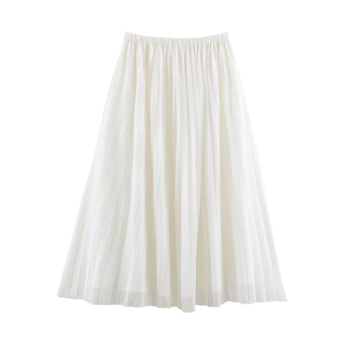 Damen Plissierter Maxi-Rock aus Chiffon mit elastischem Bund Nord Taschen