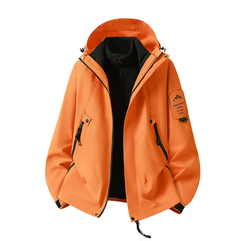 Herren Zwei-in-eins Wetterschutzjacke mit abnehmbarer Steppweste und verstellbarer Kapuze Nord Taschen