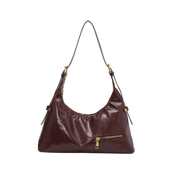 Damen Hobo-Tasche mit glänzender Oberfläche und praktischen Reißverschlusstaschen Nord Taschen
