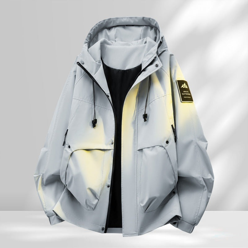 Herren Oversize-Utility-Outdoorjacke mit Kapuze, wattierter Innenlage & Multifunktionstaschen Nord Taschen