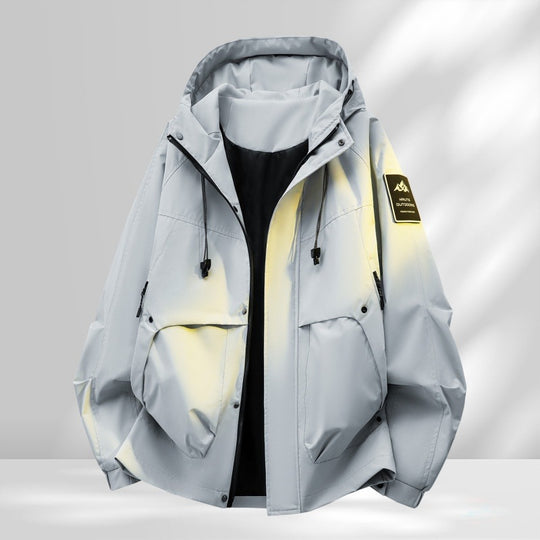 Herren Oversize-Utility-Outdoorjacke mit Kapuze, wattierter Innenlage & Multifunktionstaschen Nord Taschen
