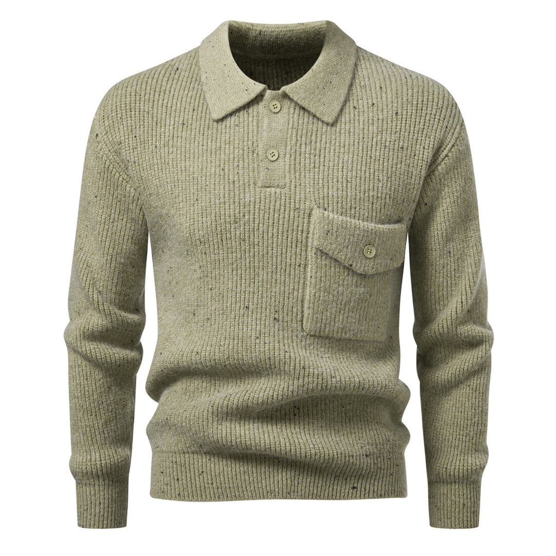 Herren Polokragen-Pullover aus Rippenstrick mit aufgesetzter Brusttasche Nord Taschen
