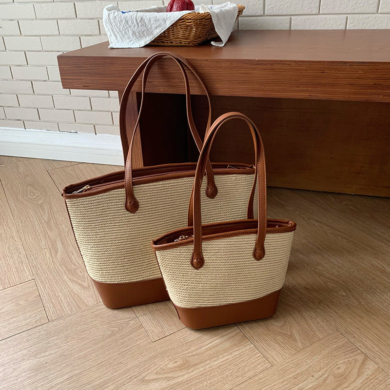Damen Freizeit Shopper-Tasche mit geflochtenem Design und eleganten Kunstlederakzenten Nord Taschen