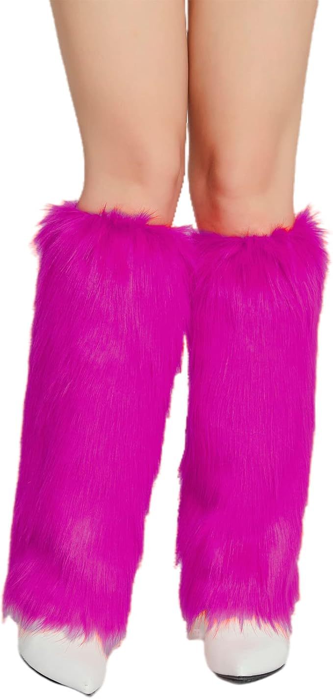 Damen lange Kunstfell‑Beinwärmer mit Shaggy‑Optik und elastischem Bund Nord Taschen