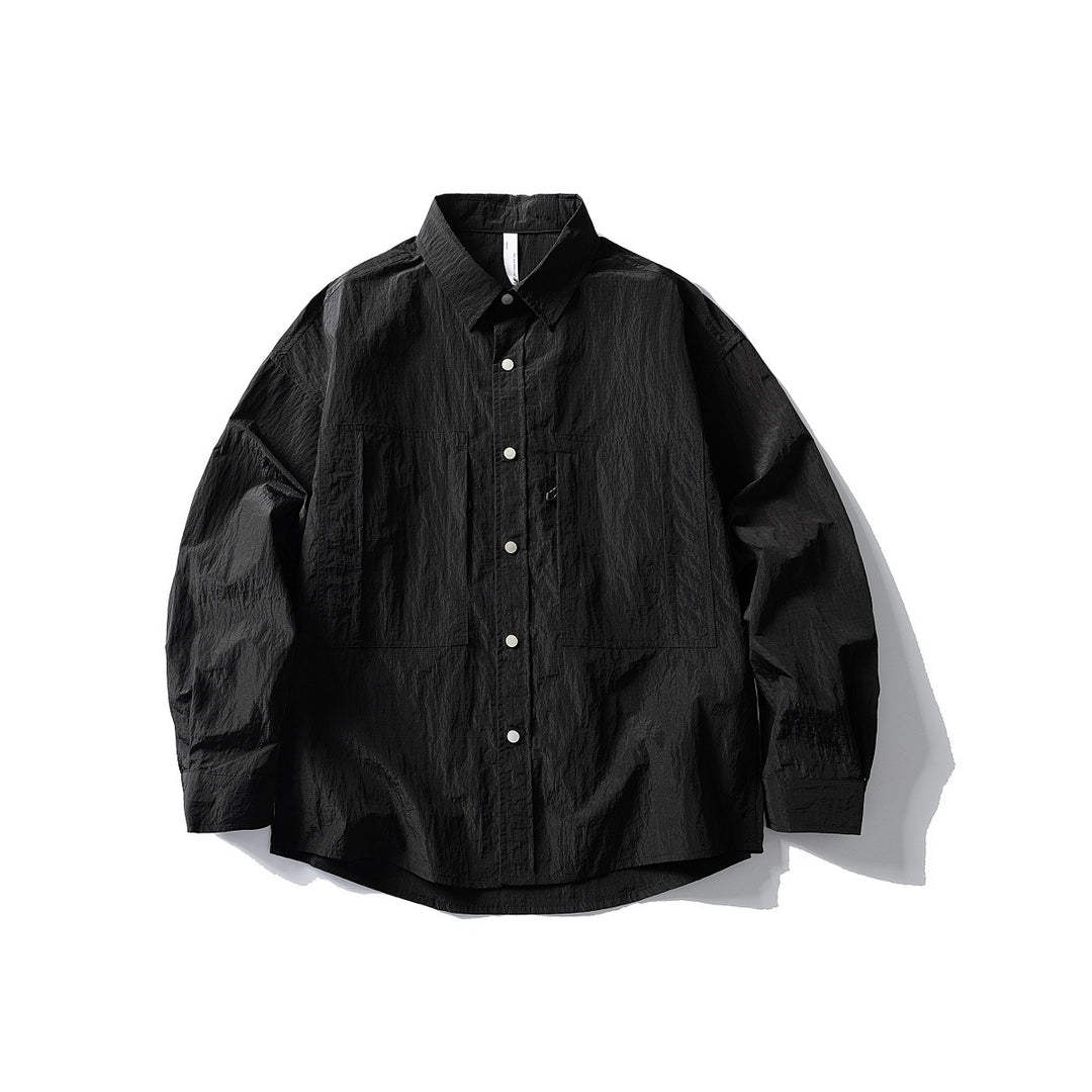 Herren Oversize Utility-Hemdjacke aus Ripstop mit Druckknopfblende und aufgesetzten Taschen Nord Taschen