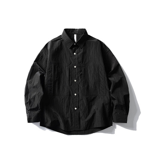 Herren Oversize Utility-Hemdjacke aus Ripstop mit Druckknopfblende und aufgesetzten Taschen Nord Taschen