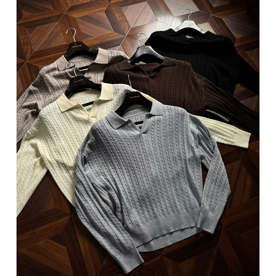 Herren Modischer Strickpullover mit V-Ausschnitt Nord Taschen