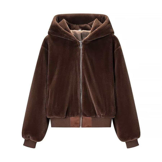 Damen Wende-Kapuzenblouson mit Plüsch- und Fleece-Seite Nord Taschen