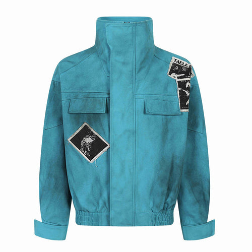 Damen Kurzer Boxy‑Blouson mit hohem Stehkragen, aufgesetzten Patches und elastischem Saum Nord Taschen