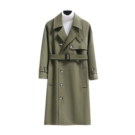 Herren Trenchcoat im modernen Wollmix mit Taillengürtel, Schalkragen und aufgesetzten Taschen Nord Taschen