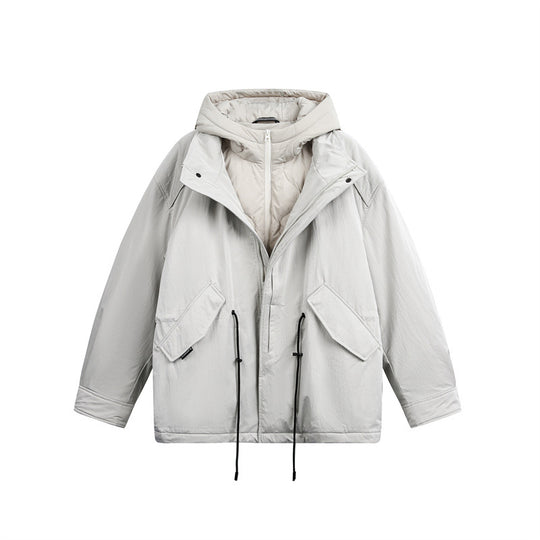 Herren Oversize Parka mit gesteppter Wattierung und Tunnelzug Nord Taschen
