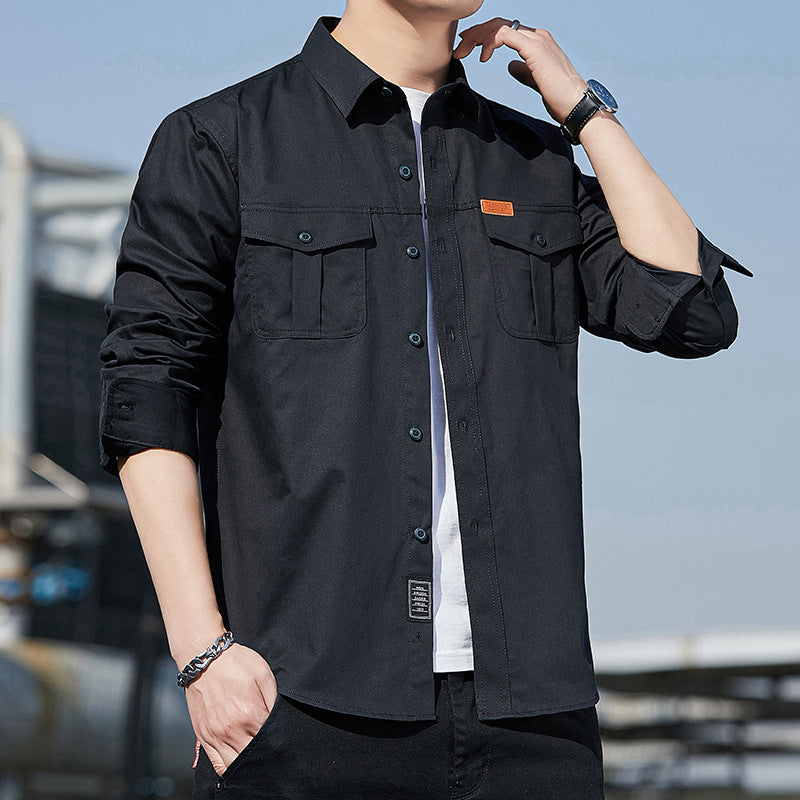 Herren Utility-Overshirt aus Baumwollmix mit Brustpattentaschen und verstärkten Nähten Nord Taschen