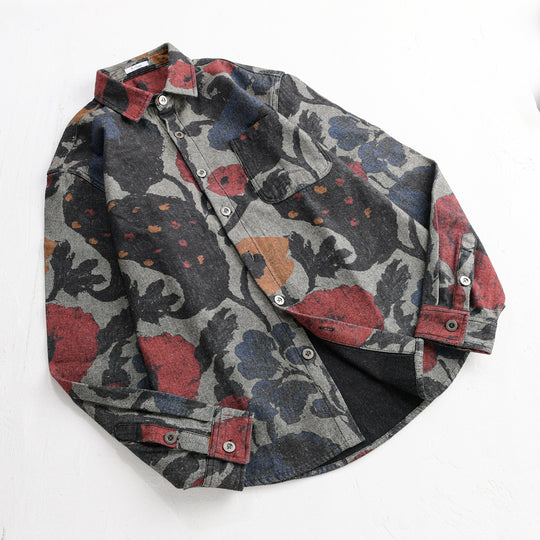Herren Overshirt aus Flanell mit großfloraler Jacquard-Struktur Nord Taschen