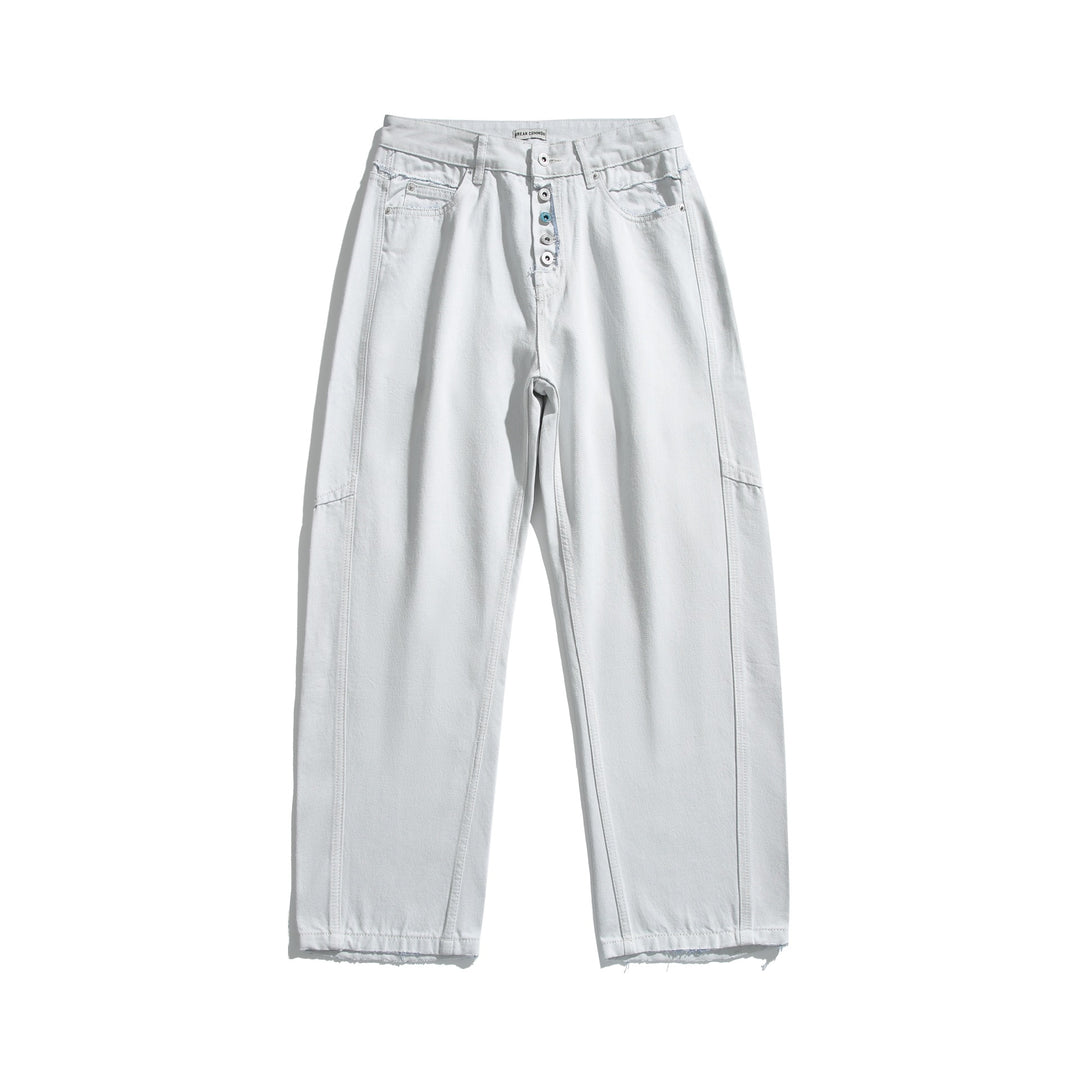 Damen Hochtaillierte Relaxed-Fit-Jeans mit sichtbarer Knopfleiste und Cargo-Seitennähten Nord Taschen