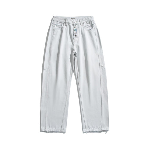 Damen Hochtaillierte Relaxed-Fit-Jeans mit sichtbarer Knopfleiste und Cargo-Seitennähten Nord Taschen