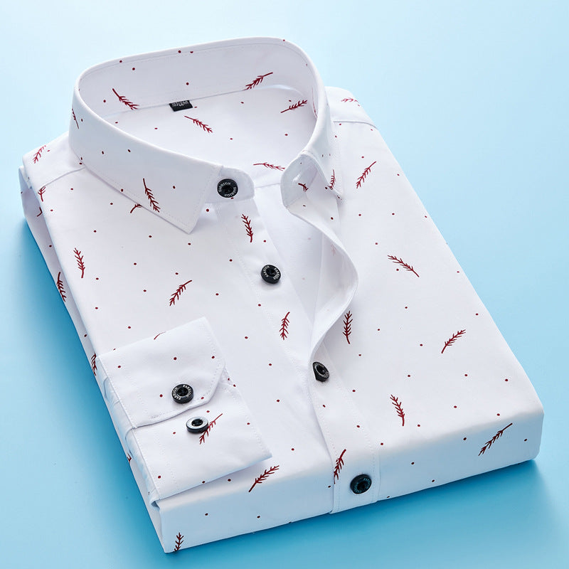 Herren Slim-Fit Business-Hemd mit feinem botanischem Print und Kentkragen Nord Taschen