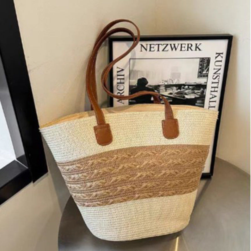 Damen Strandtasche mit hochwertigem geflochtenem Design und robusten Ledergriffen Nord Taschen