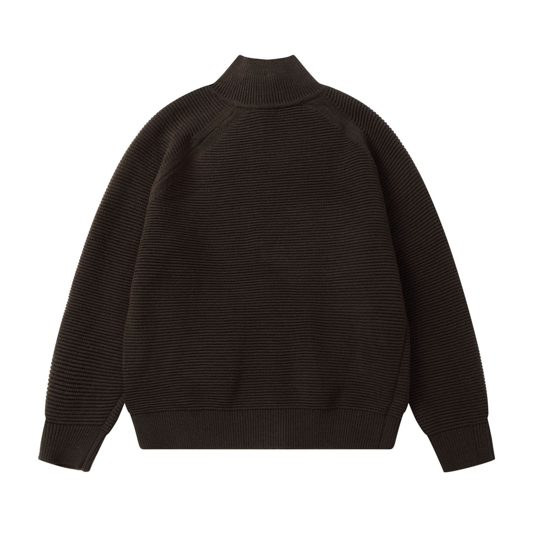 Herren Grobstrick Stehkragen-Strickjacke mit durchgehendem Reißverschluss Nord Taschen